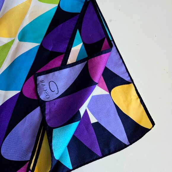 Oscar de la Renta multicolored long scarf. - Picture 4 of 6